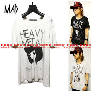 【送料無料】美品 清春着 Moonage Devilment HEAVY METAL print T-shirts A ムーンエイジデビルメントmad清春moon age devilment Tシャツ