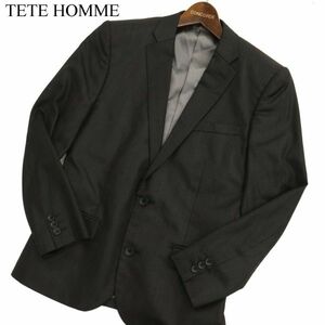 gem TETE HOMME テットオム 通年 総裏 ウール★ 2B ストライプ アンコン テーラード ジャケット Sz.4　メンズ 黒　C4T00969_2#O