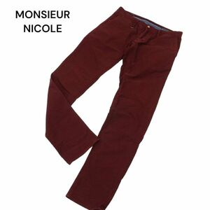 MONSIEUR NICOLE ムッシュ ニコル SUPER SLIM FIT★ ストレッチ スキニー パンツ Sz.48　メンズ ボルドー　C4B00743_2#R