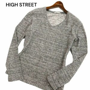 HIGH STREET ハイストリート 通年 メランジ★ 長袖 Vネック カットソー ロンTシャツ Sz.LL　メンズ 日本製 　C4T01076_2#F