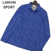 LANVIN SPORT ランバン スポーツ 通年 長袖 格子柄★ チェック ポロシャツ Sz.42　メンズ 青 ネイビー ゴルフ 日本製　C4T01062_2#C_画像1