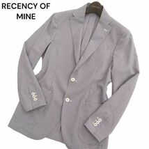 美品★ RECENCY OF MINE アバハウス 春夏 ギンガムチェック★ 2B スリム アンコン テーラード ジャケット Sz.46　メンズ 紺　C4T01383_2#M_画像1