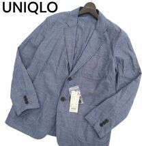 【新品 未使用】 UNIQLO ユニクロ 春夏 シャンブレー ライトウェイト テーラード ジャケット Sz.S　メンズ　C4T01372_2#O_画像1