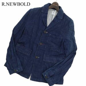 R.NEWBOLD ポールスミス 通年 インディゴ★ 裏地ストライプ Wガーゼ カバーオール ジャケット Sz.M　メンズ ネイビー　C4T00691_1#O