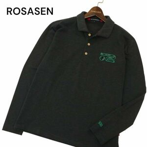 ROSASEN ロサーセン 通年 ロゴ刺繍★ 長袖 ポロシャツ Sz.L　メンズ グレー ゴルフ　C4T01419_2#C