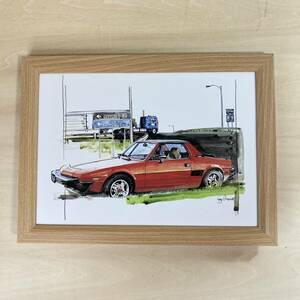 ●額装品 BOW 池田和弘 Fiat X1/9 貴重イラスト B5サイズ額入り ポスター風 アートフレーム 送料無料 B06