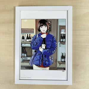 ●額装品 江口寿史 美少女 イラスト B5サイズ額入り ワイン ポスター風 アートフレーム 送料無料 E23
