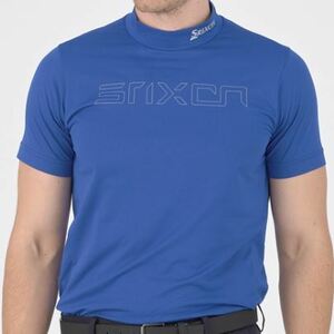 《2024年春夏》スリクソン ロゴデザイン半袖モックネックシャツ RGMXJA02　ブルー（M)