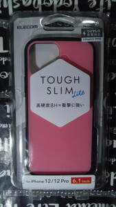 ELECOM iPhone 12 12 Pro ハイブリッド ケース TOUGH SLIM LITE ピンク 側面弾力性あるTPU背面高硬度8Hポリカーボネートストラップホール付