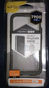 ELECOM iPhone 13 mini TOUGH SLIM LITE bumper gray perimeter . disposition .. self design air cushion . impact . suction .2 kind material special molding sending 140~