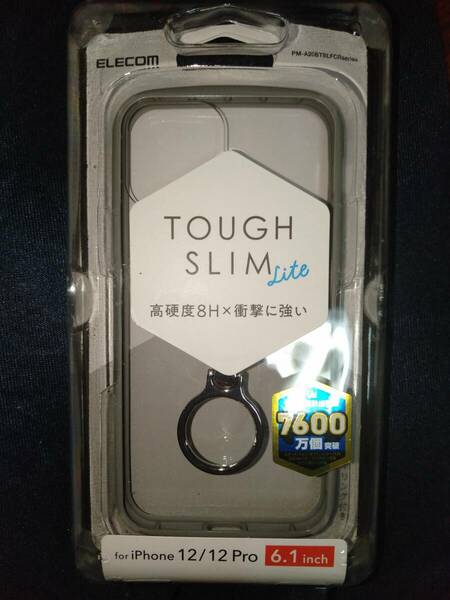 ELECOM iPhone 12 12 Pro グレー ハイブリッド ケース TOUGH SLIM フレームカラー リング付 全周に配置した独自設計エアクッション衝撃吸収