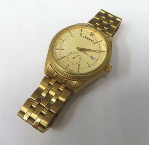 #74817 CHENXI ゴールド 腕時計 CX-069G スモセコ クォーツ メンズ腕時計