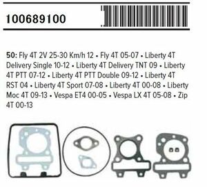 RMS 10068 9100 неоригинальный прокладка ( комплект ) Vespa 50 ET4/LX 2V 05-08