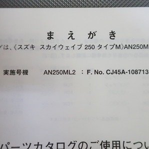 即決！スカイウェイブ250タイプM/1版/パーツリスト/AN250ML2/CJ45A/スカイウェーブ/パーツカタログ/カスタム・レストア・メンテナンス/191の画像3