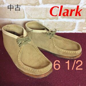 【売り切り!送料無料!】A-343 Clarks!ワラビーブーツ!ダークベージュ!6 1/2 24.5cm位!普段使い!ビジネス!中古!訳あり激安!