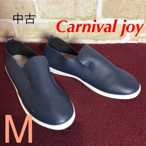 [ selling out! free shipping!]A-345 Carnival joy! slip-on shoes! navy blue color! navy!M 23.0cm rank! usually put on footwear! stylish! used!