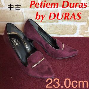 【売り切り!送料無料!】A-349 Petiem Duras by DURAS！パンプス!ワインレッド!23.0cm!おしゃれ!スエード!中古!