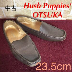 [ selling out! free shipping!]A-237 Hush Puppies' OTSUKA! slip-on shoes! Brown! tea color!23.5cm! stylish! put on footwear ...! used!