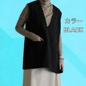 Vネックベスト 大人可愛い 着回しベスト 春夏秋冬 ベストレディース 新品 黒 ブラック Vネック 春服 レディース Tシャツ