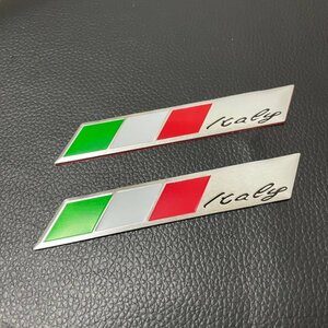 送料無料 イタリア 国旗 ITALY エンブレム ステッカー 細長 ソフトアルミ製 2枚