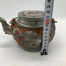 6-2-34■ 急須 茶器 中国茶器 台湾茶器 烏龍茶 中国美術 龍 竜 ティーポット 茶道具 工芸品 民芸品 雑貨 中古現状品 インテリア_画像3