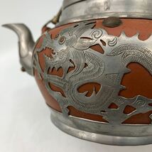 6-2-34■ 急須 茶器 中国茶器 台湾茶器 烏龍茶 中国美術 龍 竜 ティーポット 茶道具 工芸品 民芸品 雑貨 中古現状品 インテリア_画像9