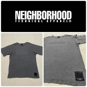 希少 neighborhood ネイバーフッド グレー 半袖 ロゴ Tシャツ NBHD クルーネック TEE M デカロゴ wtaps ワッペン 