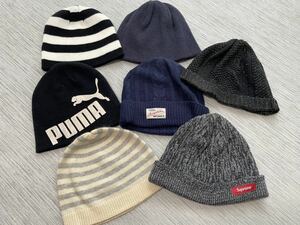 ニットキャップ ニット帽 ビーニー ロゴ セット ボックスロゴ ラメ ワッペン ボーダー PUMA デカロゴ GAP 防寒 7個 帽子 アウトドア