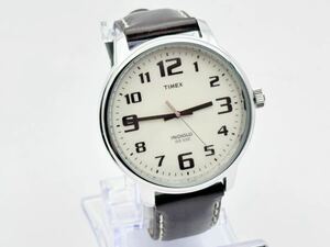 5-18 не использовался Timex TIMEX большой легкий Leader белый T28201 мужской кожа кожа ремень аналог наручные часы ②