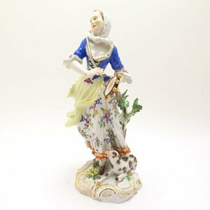 【１円～】MEISSEN マイセン フィギュリン 羊飼いの女性 タンバリン 61195 ※欠けあり ◆送料600円(近畿)～◆質屋 神戸つじの