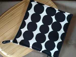 marimekko ポットホルダー ラシィマット 美品 鍋敷き マリメッコ モノトーン 北欧 pot_holder コットン