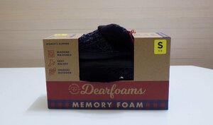 A127-31031 DEARFOAMS ベロア ケーブルニット スリッパ ブラック US/S 5-6 レディース 黒色 靴