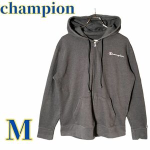 champion　メンズ　USA古着　フルジップパーカー　グレー　Mサイズ