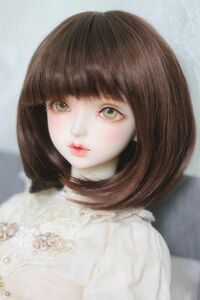 ドール ウイッグ ボブ　前髪　人形 Bjd　かつら　ダークブラウン 1/3 