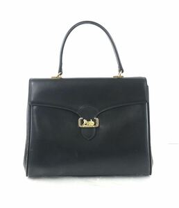 【HI1327】CELINE セリーヌ 馬車金具ホースキャリッジ ロゴ カーフレザー ハンドバッグブラック黒 2way ショルダーバッグ JT08 バッグ 袋付