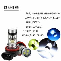 HB3/HB4 高輝度 LEDヘッドライト フォグランプ 1000Lm 3000K 2本 車検対応 ポン付け 100w イエロー_画像3