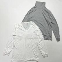 277 UNIQLO ユニクロ HEATTECH ヒートテック 2枚セット サイズL ホワイト 白 グレー メンズ 40202I_画像1