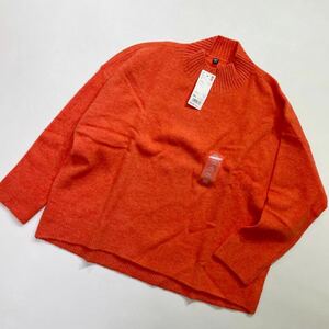 295 未使用 UNIQLO ユニクロ スフレヤーン モックネック セーター 長袖 プルオーバー サイズXXL オレンジ レディース 31214O