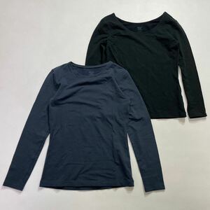 277 UNIQLO ユニクロ HEATTECH ヒートテック コットン クルーネック Tシャツ 長袖 2枚セット EXTRA WARM サイズS 極暖 レディース 40202G