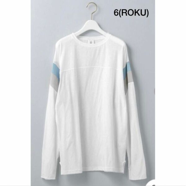 6(ROKU) COLOR LINE LONG SLEEVE ロンT 長袖 シア ホワイト ロク レディース 