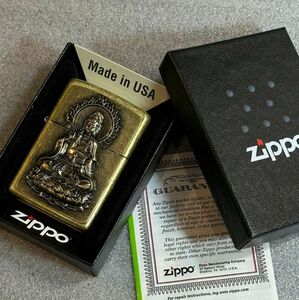 ■新品 ZIPPO USA輸入 観音様 仏様 仏像 和風 ジッポー ゴールド メタル 貼り U10