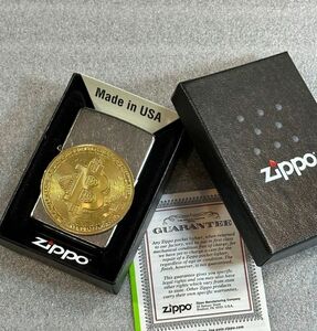 ■新品 ZIPPO USA輸入 ビットコイン 仮想通貨 ゴールド 暗号通貨 ライター ジッポー 喫煙具 メタル貼り U34