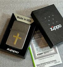 ■新品 ZIPPO USA輸入 真鍮 クロス 十字架 Cross Brass メタル貼り ライター ジッポー フリーメイソン 喫煙具 ロザリオ U8_画像1