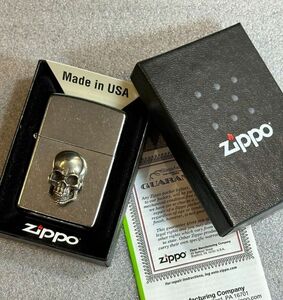 ■新品 ZIPPO USA輸入 スカル ドクロ 髑髏 骸骨 メタル 貼り ジッポー 喫煙具 ライター U14