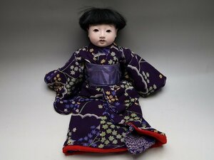 【青】022506市松人形　女の子　着物　ガラス目　藤村明光作　日本人形　（2471070-17/209）