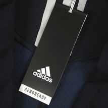 P941 新品 アディダス 中厚 ストレッチ テーラードジャケット adidas ゴルフ スリーライン (サイズ:L) ネイビー_画像8