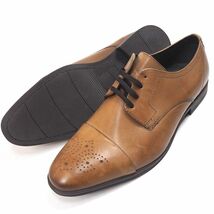 P959 未使用品 ホーキンス ストレートチップ 本革 ビジネスシューズ 41(26.0cm) HAWKINS メダリオン 紳士靴 f-10_画像2