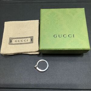 （宝）【同梱可】Gucci グッチ　アクセサリー リング 指輪 925刻印 Gucciロゴ　男女兼用　サイズ18号　箱付き　布袋付き