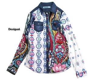 デシグアル Desigual お洒落 クレイジーパターン デザイン シャツ xs 