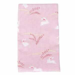 ガーゼ手ぬぐい 1枚 ピンク 和ウサギ 日本製 泉州製 約33cm×88cm 二重袷 綿100% てぬぐい 手拭い 和柄 ハンカチ やわらかい ふんわり